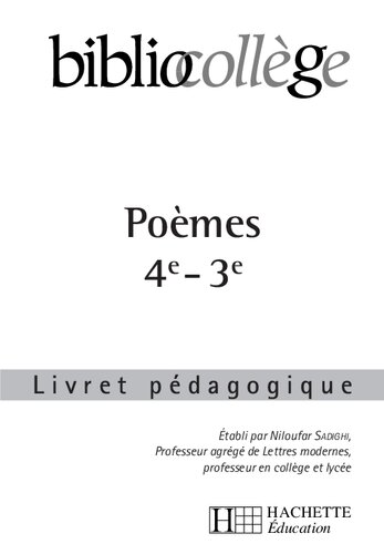 Poèmes 4e-3e: Livret pédagogique