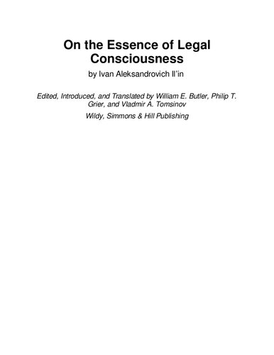 On the Essence of Legal Consciousness (Studies in Russian and East European Law)