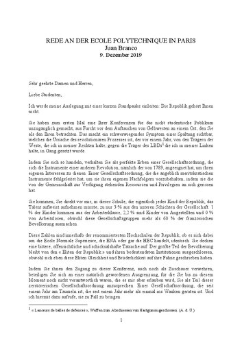 REDE AN DER ECOLE POLYTECHNIQUE IN PARIS