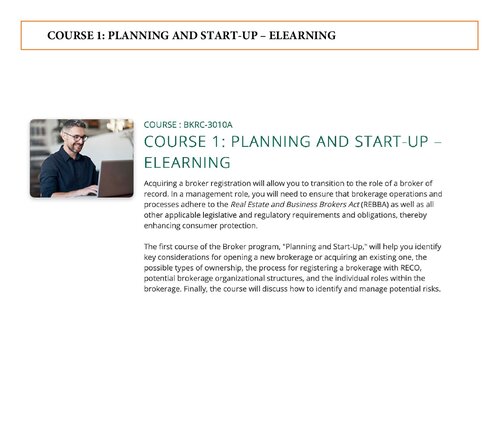 Broker - COURSE 1 - PLANNING AND START-UP – ELEARNING