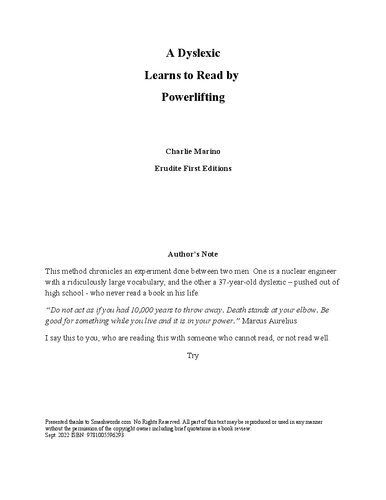 A DYSLEXIC LEARNS TO READ BY POWERLIFTING