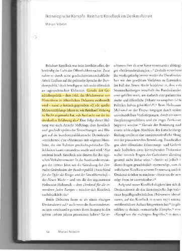 Ikonologische Kämpfe. Reinhart Koselleck im Denkmalstreit