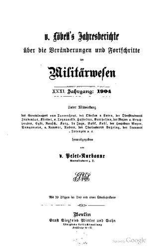 V. Löbell's Jahresberichte über die Veränderungen und Fortschritte im Militärwesen