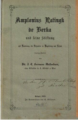 Amplonius Ratingk de Berka und seine Stiftung