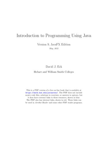 Introduction to Programming Using Java, Version 9, JavaFX Edition