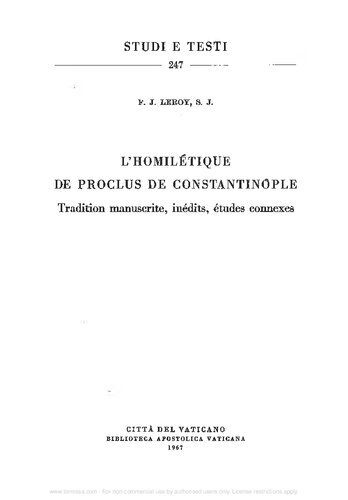 L'homilétique de Proclus de Constantinople