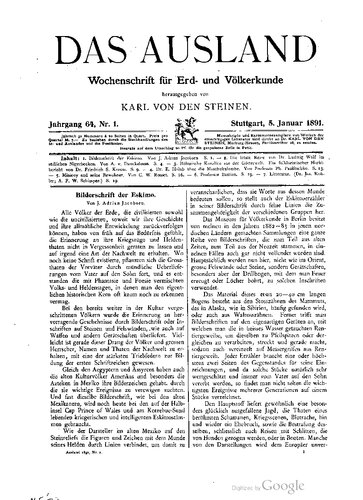 Das Ausland. Überschau der neuesten Forschungen auf dem Gebiete der Natur-, Erd- und Völkerkunde