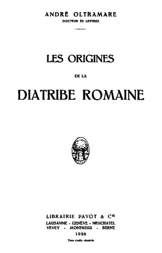 Les origines de la diatribe romaine