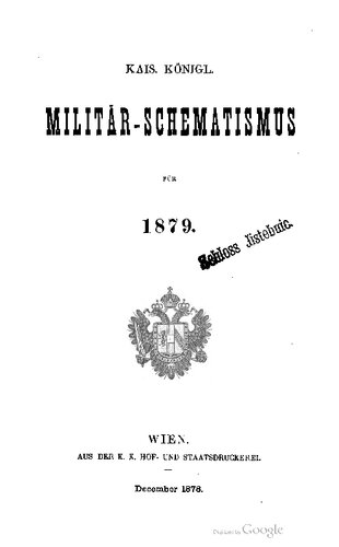 Militär-Schematismus des österreichischen Kaisertums für 1879