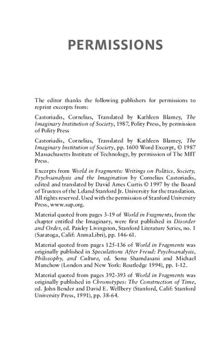 Cornelius Castoriadis: Key Concepts