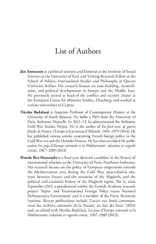 Détente in Cold War Europe: Politics and Diplomacy in the Mediterranean and the Middle East