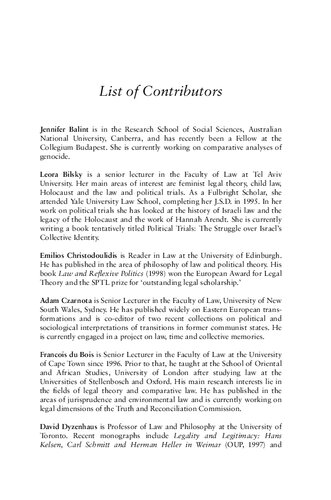 Lethe’s Law: Justice, Law and Ethics in Reconciliation