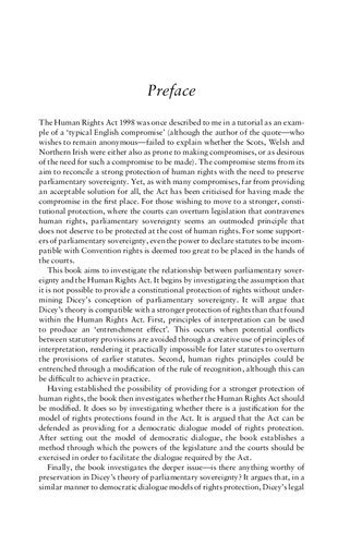 Parliamentary Sovereignty and the Human Rights Act