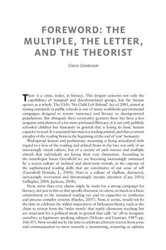 Mapping Multiple Literacies: An Introduction to Deleuzian Literacy Studies