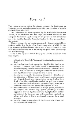 Epistemology and Methodology of Comparative Law