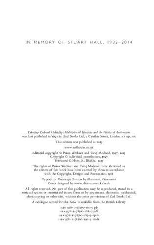 Debating Cultural Hybridity: Multicultural Identities and the Politics of Anti-Racism