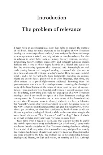 New Testament Theology and its Quest for Relevance: Ancient Texts and Modern Readers