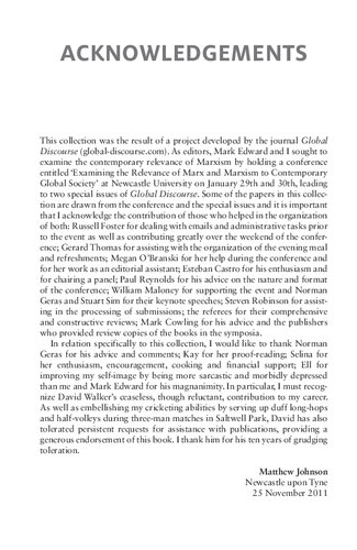 The Legacy of Marxism: Contemporary Challenges, Conflicts and Developments