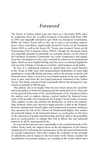 The Lisbon Treaty and Social Europe