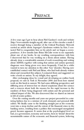 The Myth of Autism: Medicalising Men’s and Boys’ Social and Emotional Competence