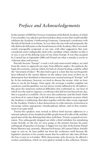 The British Contribution to the Europe of the Twenty-First Century: The British Academy Centenary Lectures