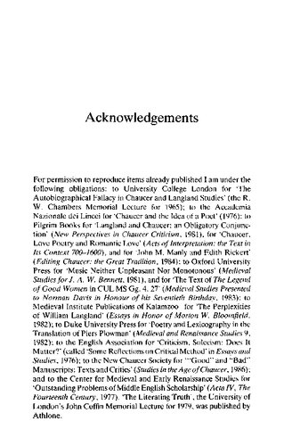 Chaucer and Langland: Historical and Textual Approaches