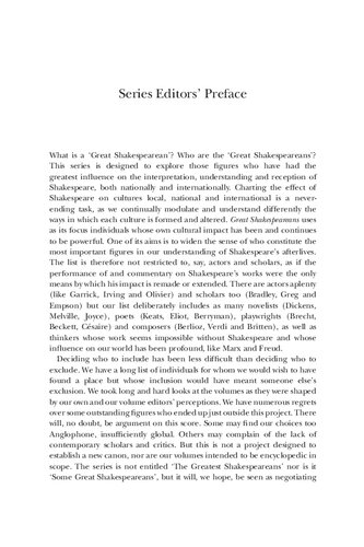 Bradley, Greg, Folger: Great Shakespeareans Volume IX