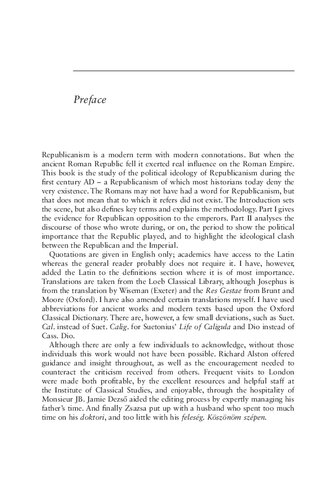 Republicanism during the Early Roman Empire