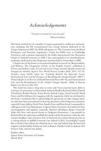 The Chagos Islanders and International Law
