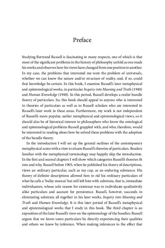 Bertrand Russell’s Bundle Theory of Particulars