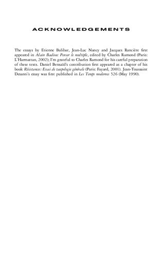 Think Again: Alain Badiou and the Future of Philosophy