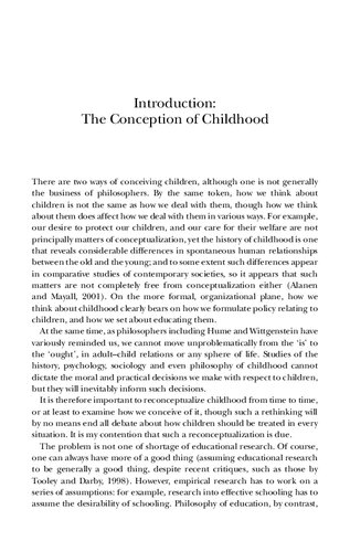 Childhood and the Philosophy of Education: An Anti-Aristotelian Perspective