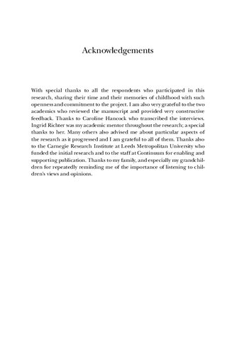 Children and Social Change: Memories of Diverse Childhoods