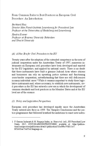 From common rules to best practices in European Civil Procedure