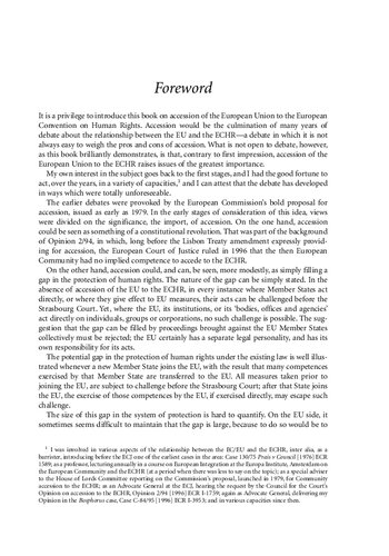 The EU Accession to the ECHR