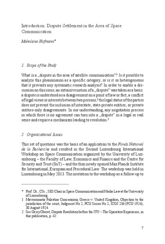 Dispute Settlement in the Area of Space          Communication Volume 02: 2nd Luxembourg Workshop on Space and Satellite                Communication Law