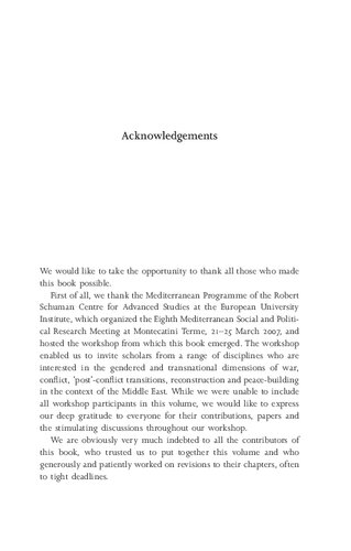 Women and War in the Middle East: Transnational Perspectives