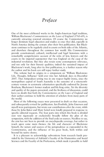 Blackstone and his Commentaries: Biography, Law, History