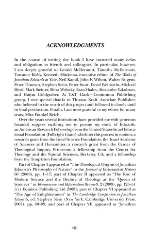 Jonathan Edwards’s Philosophy of Nature: The Re-enchantment of the World in the Age of Scientific Reasoning