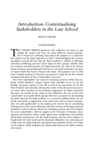 Stakeholders in the Law School