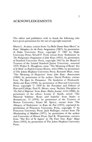 Keats: The Narrative Poems