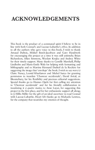 Conrad's 'Heart of Darkness' and Contemporary Thought: Revisiting the Horror with Lacoue-Labarthe