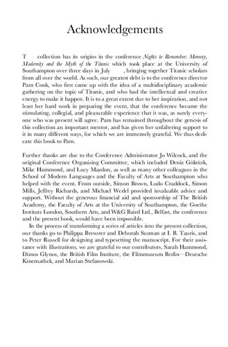 The Titanic in Myth and Memory: Representations in Visual and Literary Culture