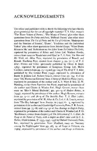 T.S.Eliot: Prufrock, Gerontion, Ash Wednesday and other Shorter Poems