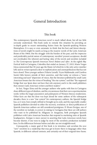 Contemporary Spanish-American Novel: Bolano and After