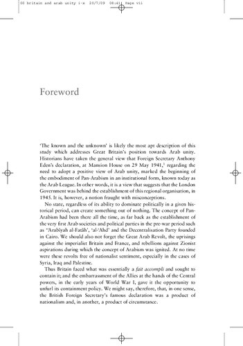 Britain and Arab Unity: A Documentary History from the Treaty of Versailles to the End of World War II