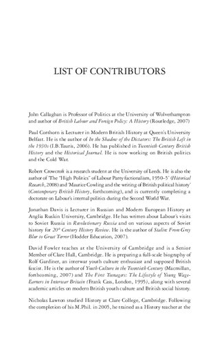 The British Labour Party and the Wider World: Domestic Politics, Internationalism and Foreign Policy