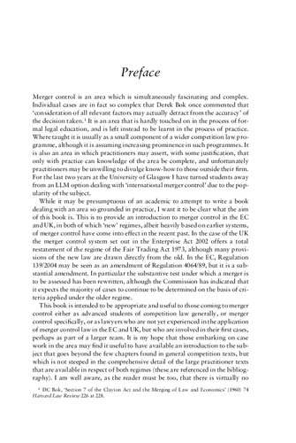 The Law of Merger Control in the EC and the UK