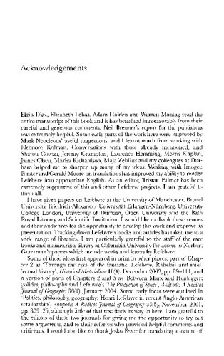 Understanding Henri Lefebvre: Theory and the Possible