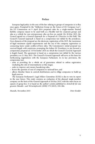 The Single-Member Limited Liability Company (SUP): A Necessary Reform of EU Law on Business Organizations?